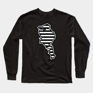 Quadra Island Silhouette in Black and White Lined Pattern - Stripes - Quadra Islandd Long Sleeve T-Shirt